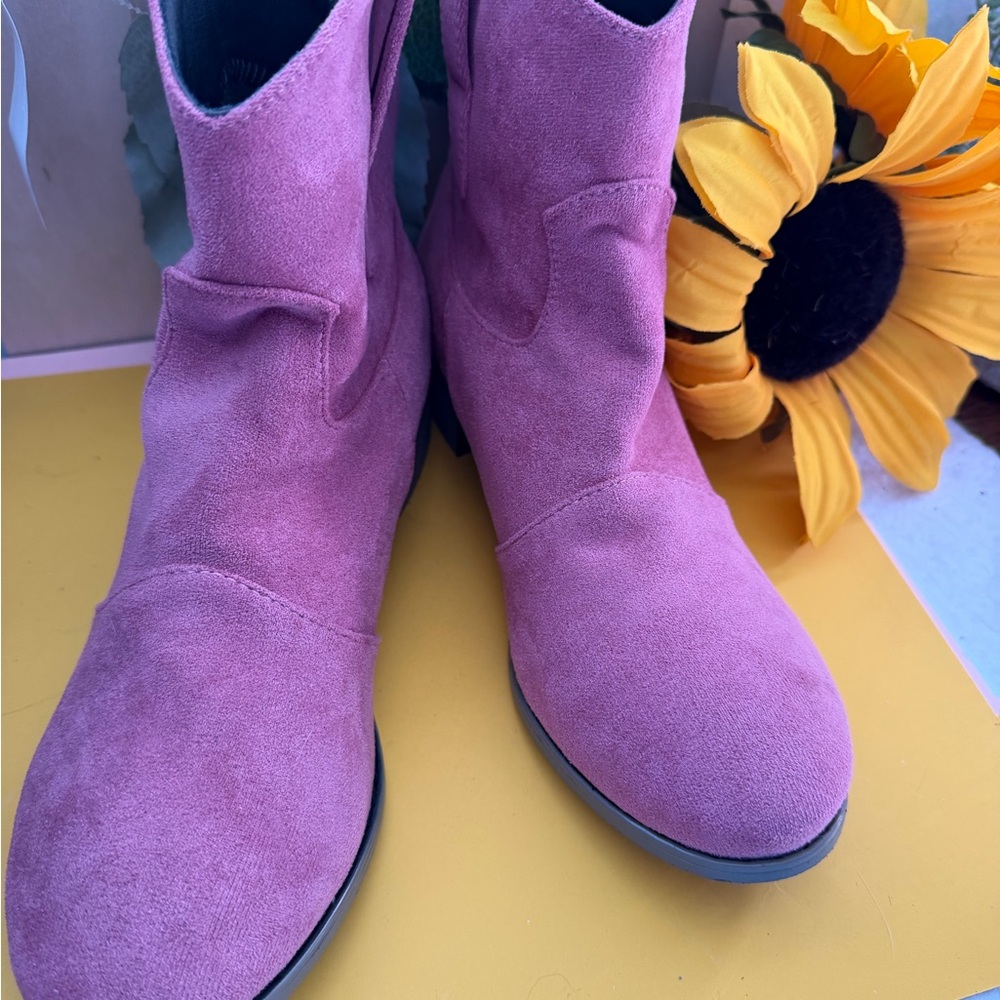 Purple Suede Ankle Boots